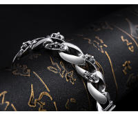 Pulsera masculina de plata tailandesa con cruz - Brazalete ancho vintage de 1.5cm (plateado) - details 2