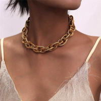 Collar Punk De Alta Calidad Con Cerradura Y Colgante Para Mujer Y Hombre Color Oro Cadena Gruesa Y Statement Estilo Steampunk - details 2