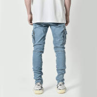 Jeans Skinny Ruptured Moda Callejera Para Hombres Con Multiple Bolsillos Largos Cargadores Elásticos Suaves De Denim Slim Fit Pantalones De Verano Y Otoño - details 7