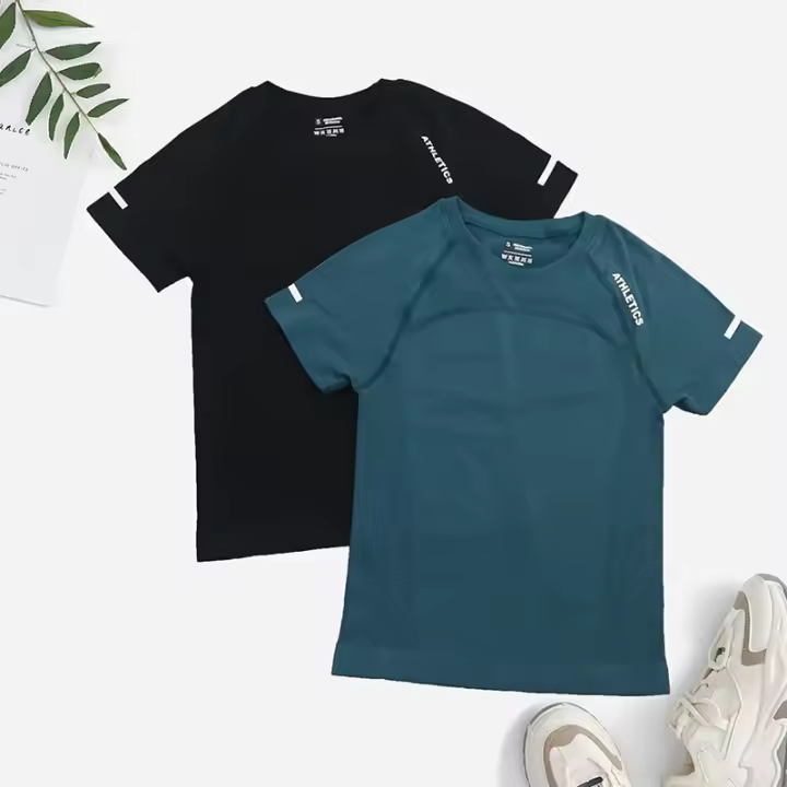 Camiseta De Yoga Sin Costuras Para Mujer 2 Piezas Top De Gimnasio Entrenamiento Deportivo Camisetas Deportivas Con Letras Manga Corta Transpirable Secado Rápido Reflectante Talla Verdadera - 1