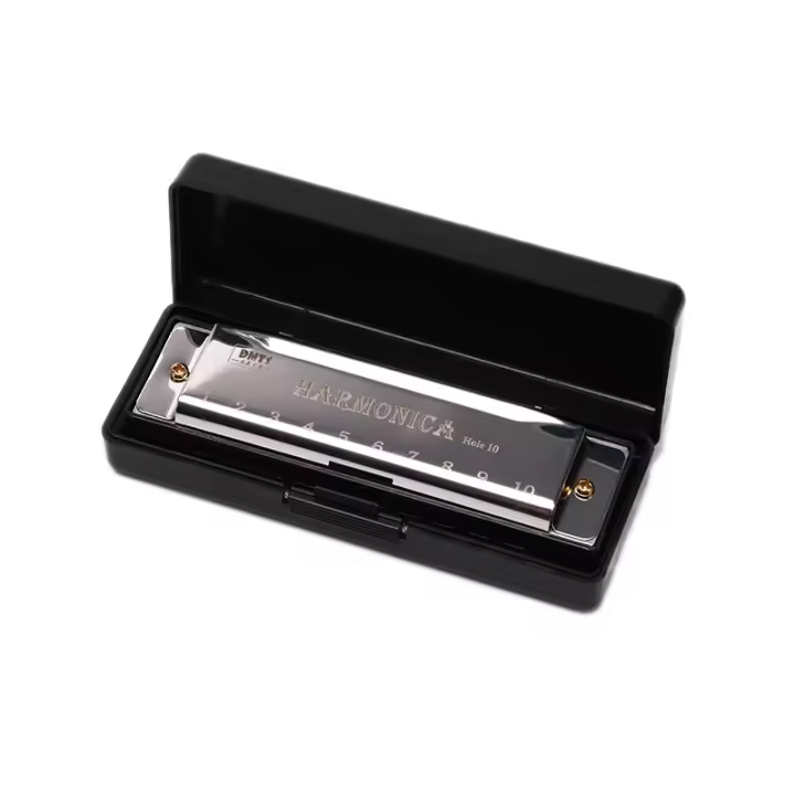 Harmonica De 10 Agujeros Organ Puzzle Instrumento Musical Para Principiantes Con Caja De Resina Material De Cobre Fosforito Y ResinaTitanio - 1