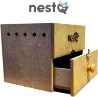 nestQ Nido Grande con Cajon para Periquitos Y Agapornis de Madera con Cama de Viruta y Enganches para Jaulas, Casita de Cría para Pájaros, Nidal para la Jaula de Aves 20cm x 15,5cm x 16cm - details 1
