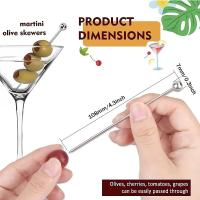 Juego De 12 Palillos De Cocktails Reutilizables De 4 Pulgadas En Acero Inoxidable Para Aperitivos Y Martinis Regalo Ideal - details 1
