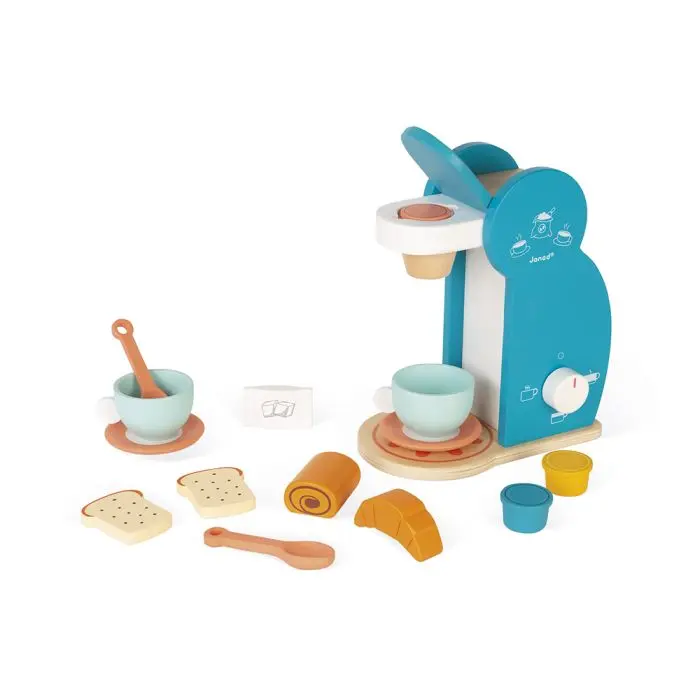 Set de Desayuno Janod de Madera FSC para Cocinitas con Cafetera de Cápsulas y Accesorios - 1