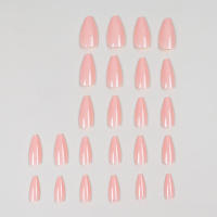 24pcs/set Uñas Postizas De Talla Grande En Rosa Gris Y Marrón Estilo Francés Y Almendrado Para Otoño E Invierno Decoración De Uñas Press on Falsas Acrílicas - details 5