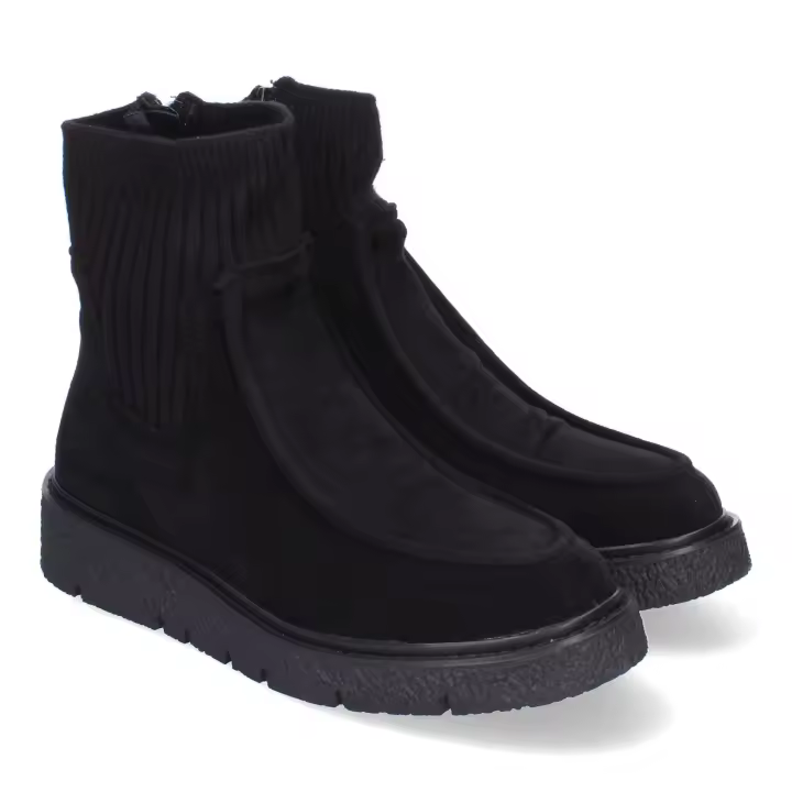 PuntoSalao Botines planos cómodos tejido elastico para mujer color negro YZ24-018 : Botines de Mujer Cómodos y Elegantes Tejido Elástico y Cierre de Cremallera Lateral Ideales para Toda Ocasión. - 1