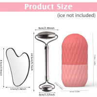 Rodillo De Hielo Para El Rostro 1/3pcs Herramienta De Cuidado De La Piel Reutilizable De Silicona Y Acero Inoxidable Gua Sha Rollo Facial Para Contorno Y Levantamiento - details 0