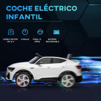 HOMCOM Coche Eléctrico Audi E-tron 12V para Niños de +3 Años con Mando a Distancia Faros Bocina Música MP3 TF USB y Apertura de Puerta 3-5 km/h 108x60x47 cm Rojo/Blanco - details 3