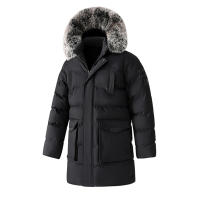 Chaqueta De Algodón Grande Para Hombre Con Collar De Piel Desmontable Abrigo Casual De Invierno Con Capucha Y Capucha Separable - details 4