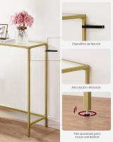 Mesa Consola con Tablero de Vidrio Templado y Patas Ajustables - Mesa de Entrada o Extremo del Sofá, Marco de Metal, Disponible en Dorado o Negro - details 5