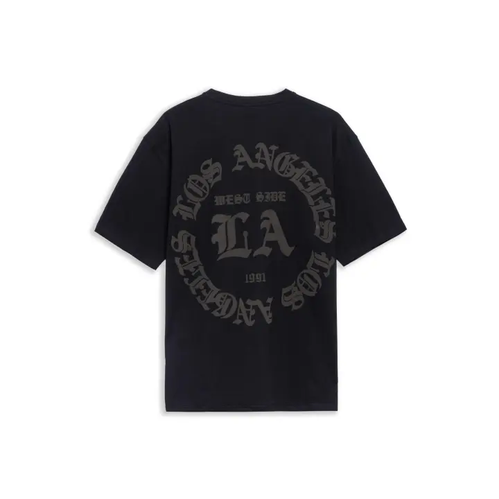 Camiseta Area Zero Negra Los Angeles Flocked Logo Oversized Tee - 1