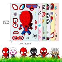 6 Hojas De Pegatinas De Rompecabezas Con Caras De Superhéroes Avengers Para Niños Juego DIY De Creación Propia Juguetes Educativos Tamaño 3x7cm - details 3