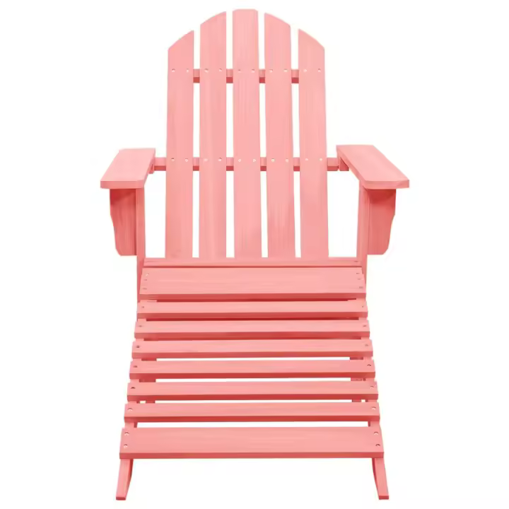 Silla Jardín Adirondack con otomana Madera Maciza de Abto Rosa - 1
