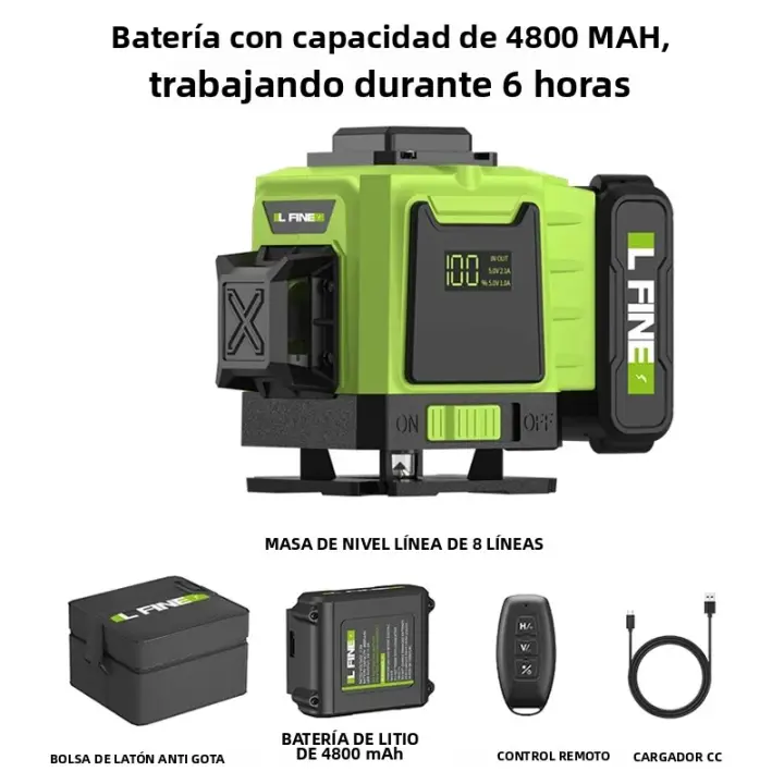 Nivel Láser 3D/4D LFINE Con Control Remoto 8/12/16 Líneas Horizontales E Verticales Auto-niveladas 8 Líneas 360° - 1