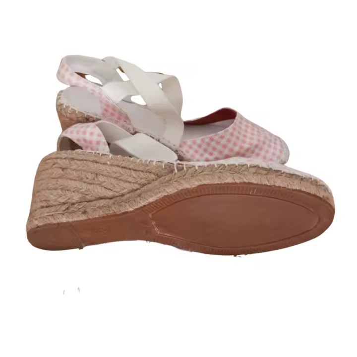 Alpargatas ANIMS con cuña de yute modelo SEVILLA en cuadros VICHY- Estilo y comodidad para tus pies - VEGANO - Disponible también en marrón con lunares rojos - 1