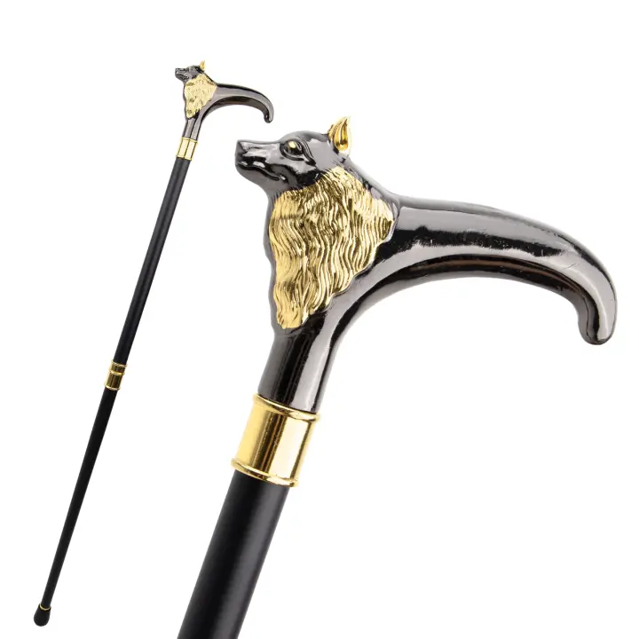 Bastón De Moda De Zorro Oro Y Negro Lujo Decorativo Para Fiesta Cospaly Vintage Con Punta De Goma 93cm Accesorio De Calzado - 1