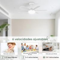 Ventilador base con Luz LED, ventilador de techo con base E27, 5 Aspas, motor DC 6 velocidades regulables, 6000K, ideal para Baños, dormitorios, garajes, y 50 CM) - details 1