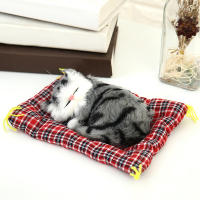 Modelo De Animal De Peluche Simulación De Gato Durmiente Con Sonido Para Jardín Micro Paisaje Decoración De Escritorio - details 5