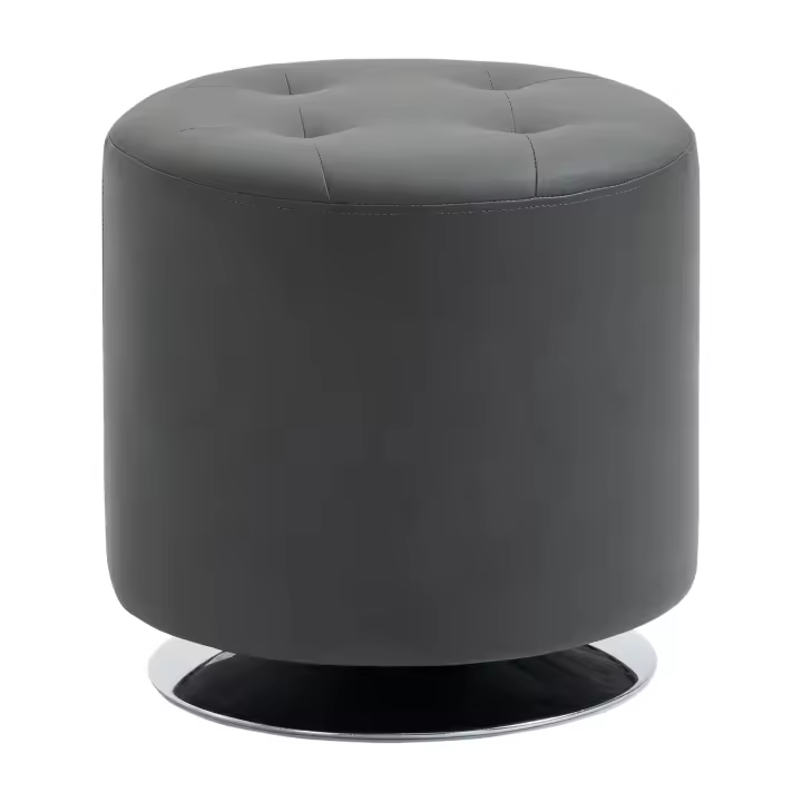 HOMCOM Reposapiés Otomano Giratorio Taburete Puff Redondo Tapizado en Piel Sintético de Estilo Moderno para Dormitorio Entrada Salón Ø45,5x44,5 cm - 1
