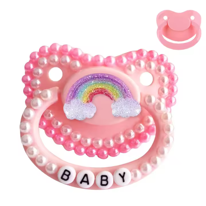Biberón De Silicona Para Adultos En Forma De Arco Iris Y Rosa 100% Hecho a Mano Tamaño Adulto Para AB DL Y Niñas - 1