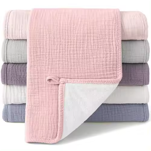 Toalla de muselina de algodón de seis capas para bebés, almohadilla de color sólido para los hombros, toalla para saliva de leche, toalla de saliva de algodón para recién nacidos - 1