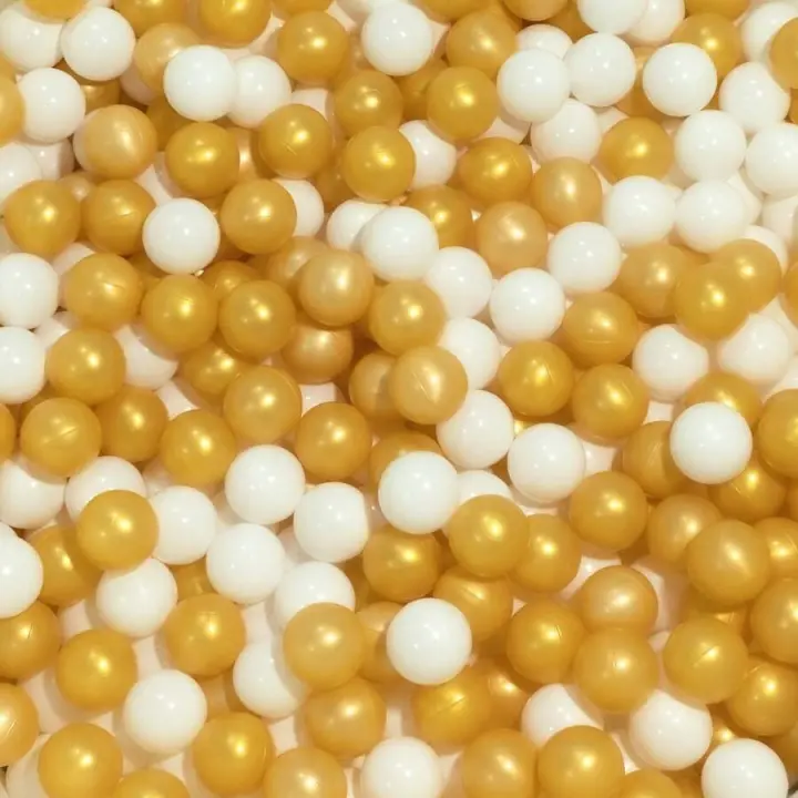 Pelotas Infantiles Multicolores Sin BPA para Piscina, Parque o Bola Playground, 5,5 cm – Pack de 50 a 800 Unidades en Blanco y Dorado, Seguras para Niños y Bebés, Bolas de Juego Creativo y Seguro - 1