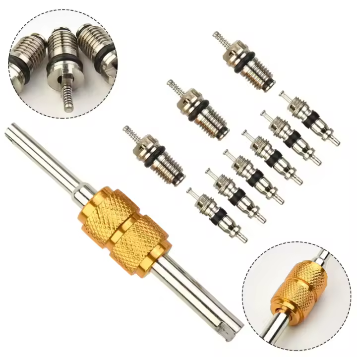 9Pcs R134a Válvula De Aire Acondicionado Para Automóvil + 1 Herramienta De Remoción Para Sistema De A/C Mall/Big Válvula De Aire Acondicionado Tool - 1