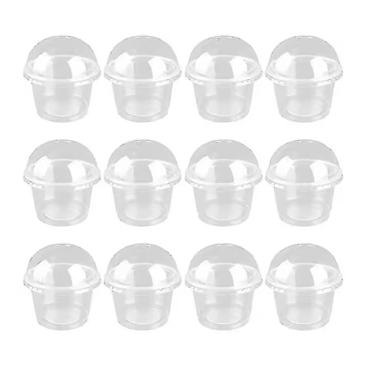 100 vasos de fruta de 250 ml con tapa, tapas pequeñas, recipientes para helado, yogur, suministros para hornear para niños, vasos de postre desechables, vasos transparentes para ensaladas - 1