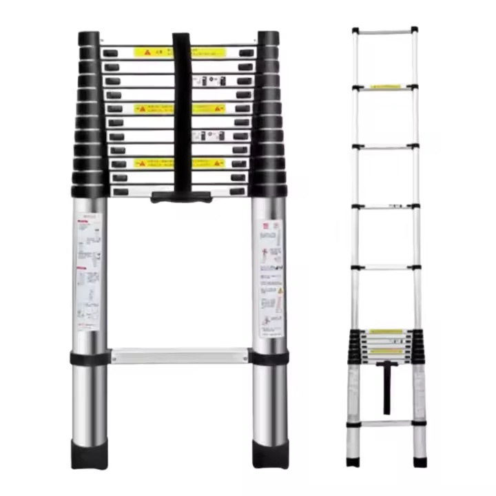 Escalera Plegable Aluminio Material de Alta Calidad y Duradero -Desde 2.0 metros Hasta 4,4 metros - Distintas Alturas Disponibles ,Escalera Telescópica de Aluminio Multiusos EN131  (ES001 FLASH 3699 4699 6599 7999 8999 F6 D7) - 1