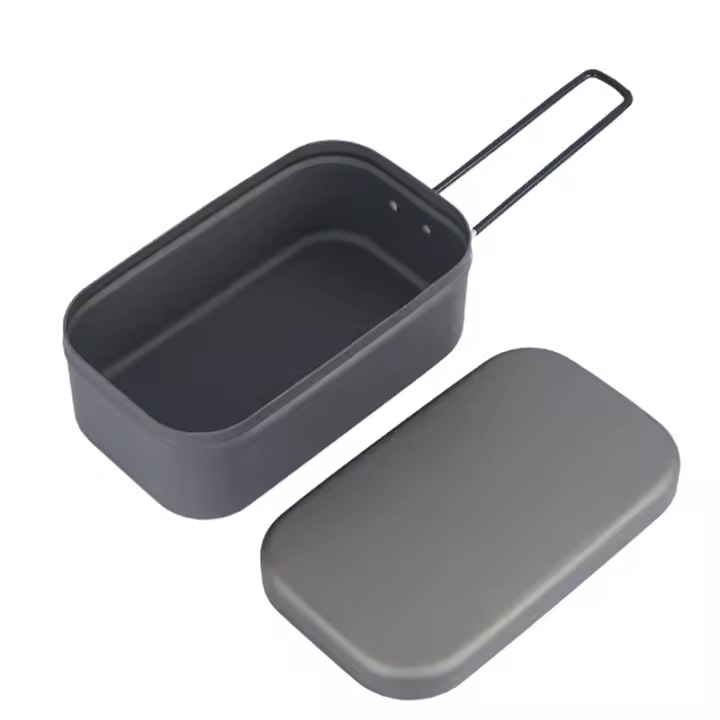 Fiambrera Rectangular de aluminio para cocinar arroz, fiambrera con asa plegable para acampar, senderismo, cocinar al vapor - 1