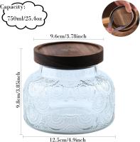 Tarro de almacenamiento de vidrio vintage, tarro de almacenamiento de alimentos de 25,4 FL OZ con tapa de madera maciza, organizador de bolsitas de té para la decoración de la cocina del hogar, contiene avena, mermelada, café, dulces, galletas y azúcar - details 0