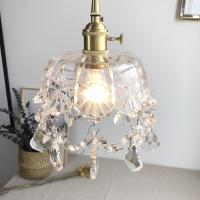 Lámpara Colgante De Cristal Retro Francés En Metal Para Dormitorio Y Pasillo Luces De Pasillo Y Aisles Lámpara De Noche De Lujo Con Cristal Brilloso - details 1