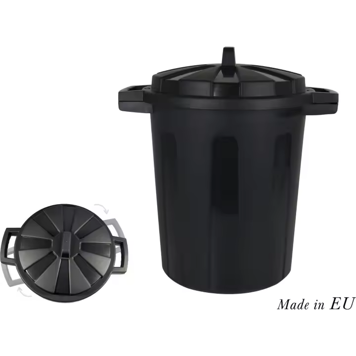 Dem - Cubo de Basura con Tapa 35L Negro - Capacidad Ampliada - Fácil de Limpiar - Diseño Elegante - Resistente a Golpes - 1