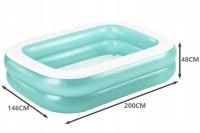 BESTWAY - Piscina Familiar Hinchable Rectangular, Color Verde agua , 200 x 146 x 48 cm - details 1