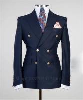 Traje De Novio Para Hombres Con Chaqueta Slim Fit Y Pecho Ancho Botones Dorados Hecho a Medida Tuxedo Formal De Algodón Para Todas Las Estaciones - details 6