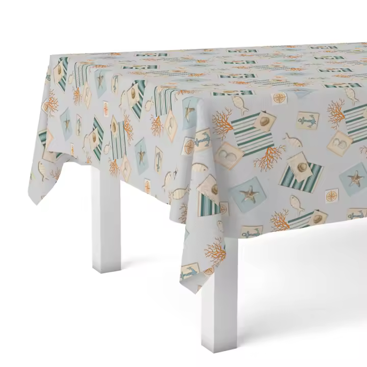Valentia Home Mantel Hule ANCLA | Mantel Estampado Antimanchas | Mantel Repelente de Agua | Mantel Protección Mesa | Mantel al Corte para Comedor o Cocina | Varios tamaños | Mantel Rectangular y Redondo al Corte - 1
