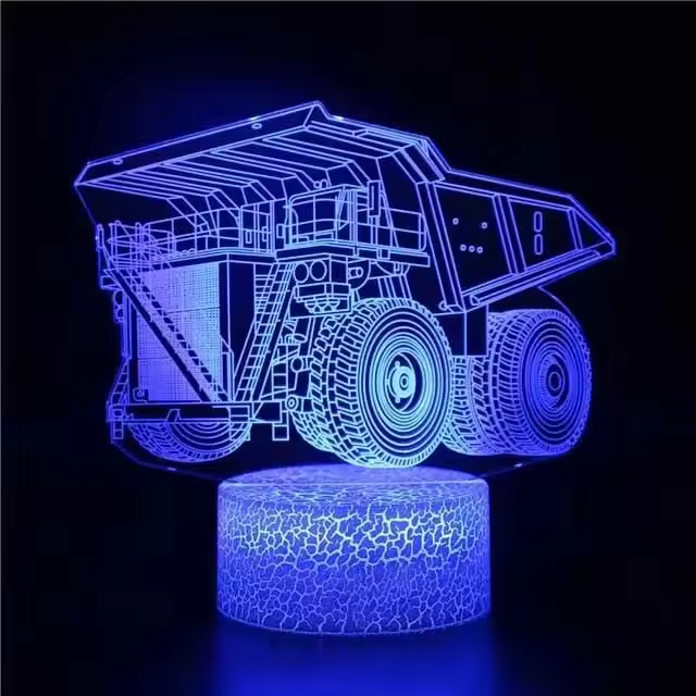 Lámpara De Noche 3D LED Táctil Para Coche Camión Tractor Excavadora Ilusión De Mesa Decorativa Para Dormitorio De Bebé Regalo Para Navidad Cumpleaños - 1