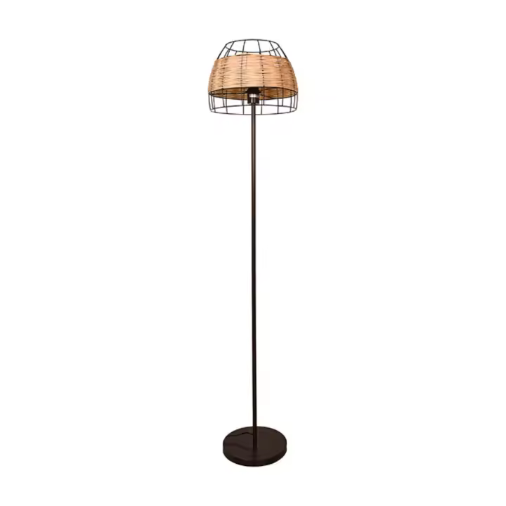 BEL AIR HOME - Lámpara de Pie Sotero Lumit 60W Mimbre Marrón/natural Ø32x156 Cm - 1