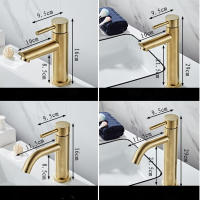 Grifo De Baño De Cobre Soldado Grifo De Mesa Suelta Mezclador De Agua Caliente Y Fría Tapa De Oro Pulido Manillar Único Montaje En La Superficie - details 3