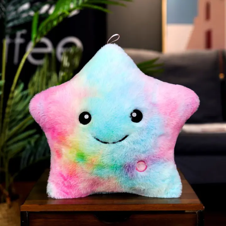 Cojín Luminoso De Peluche Creativo Para Niños Y Niñas Estrellas Coloridas LED Regalo Juguetes Suaves 40x35 Cm - 1
