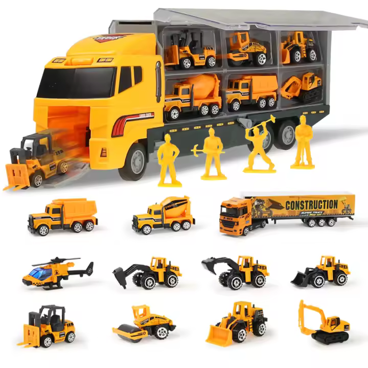 Big Construction Trucks Set 1:64 Scale Toys Mini Diecast Alloy Car Model Engineering Toys Vehicles Carrier Truck Gifts Boys Toys - 1