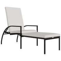 vidaXL Tumbona con reposapiés ratán sintético Marrón, Negro, Gris Sillas de Exterior Ideal para jardín, playa, piscina, terraza Tumbona Piscina Tumbonas Playa Tumbonas Jardín Exterior - details 1