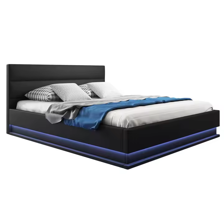 MB Muebles Bonitos - Cama de Matrimonio , Canapé, Cabecero, LED, Madera y Polipiel, Más Colores y Medidas, Modelo Nitas - 1