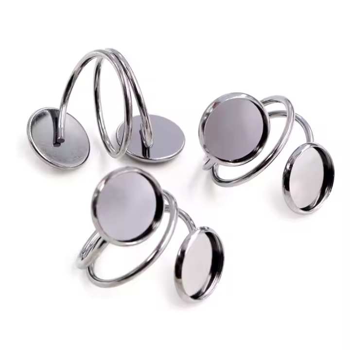 5pcs Ajustable Anillo Base/Setting De Acero Inoxidable En Plateado Dorado Para Cabochones De Vidrio De 12mm Anillos De Bisutería - 1