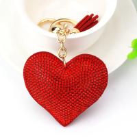 Llavero De Corazón Con Rhinestone Y Cristales Para Mujer Llavero De Dedo Con Correa De Cristal Para Bolso Y Cartera Regalo Decorativo De Zinc Alloy - details 1