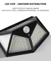 Lámpara De Pared Solar 100LED Impermeable Con Sensor De Movimiento Luz Solar Para Decoración De Jardín Y Vallas - details 2