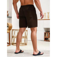 Nuevos Pantalones Cortos De Corduroy Para Hombre Verano Color Sólido Con Cordones Estilo Casual Cierre De Cordón Talla Media - details 20