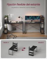 Escritorio con Estantes Ajustables a Derecha o Izquierda - Mesa de Ordenador para Oficina en Casa o Estudio, Fácil Montaje, Negro Ébano o Marrón Rústico, 137 cm de largo - details 10
