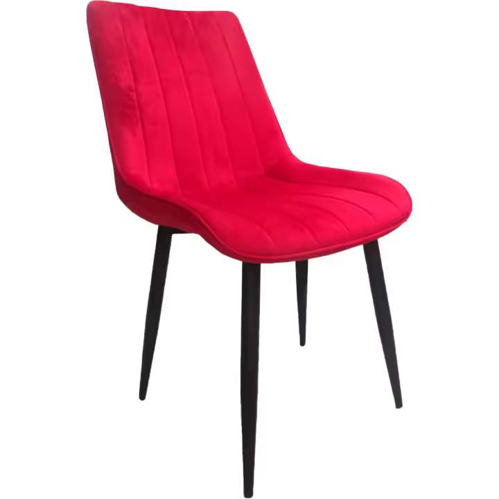 Silla De Terciopelo Rojo de Comedor y Cocina , Base Metal Acabado Negro - Estilo industrial - DECOLUNAHOME - 1
