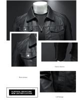 Chaqueta De Cuero Para Hombre Con Cuello En V Estilosa Y Acolchada Impermeable Para Motocicleta Y Trabajo Estilo De Invierno Gruesa Y Justa - details 2
